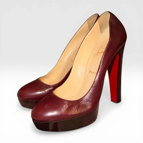 Christian Louboutin Leather Bibi Platform Pumps Bordeaux size 41.5 - Picture 8 of 16